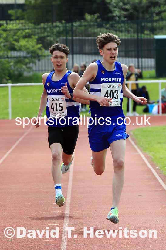 Mens Under-17s 1500 metres, 2023 North Eastern Track and Field Champs., Middlesbrough Sports Village, Middlesbrough. Photo: David T. Hewitson/Sports for All Pics